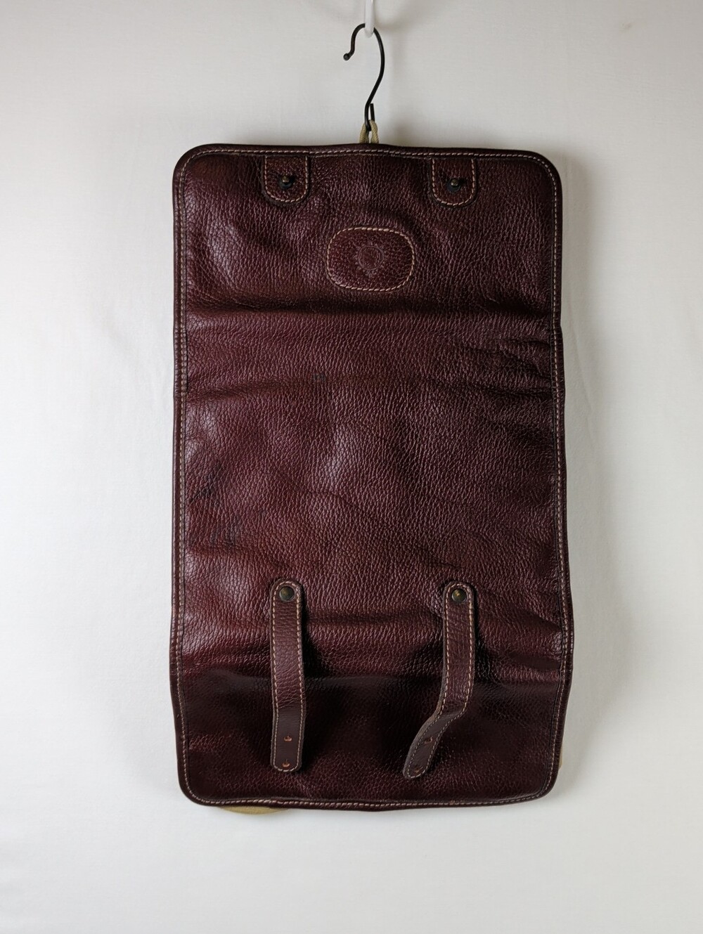 Men's Leather Toiletry Roll - Dark Burgundy